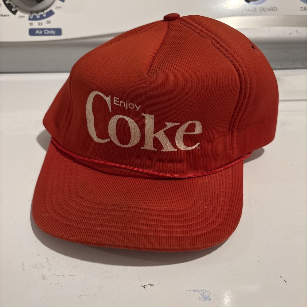 Vintage 80's Enjoy Coke Coca-Cola Ball Cap Red  Snapback